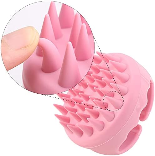 BTYMS Silicone Hair Scalp Shampoo Brush Scalp Massager Exfoliating Hair Cleaning Brush Head Scrubber for Shower - Pink - Image 2