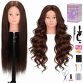Brown 80% Human Hair Mannequin Head 26-28" Cosmetology Training with Clamp by Aurevanna
