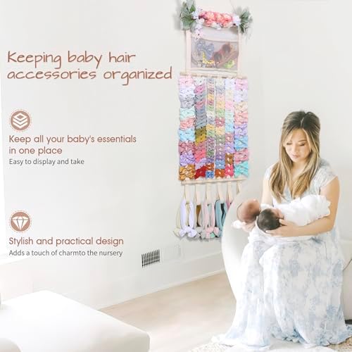 POVETIRE Headband Holder Hair Bows Organizer for Girls, Hair Accessories Display Storage Wall Hanging Decor for Baby Nursery Toddler Girls Room - Image 4