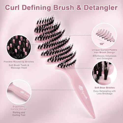 Natural Boar Bristle Hair Brush for Fine Hair - A Great Gift - Image 2