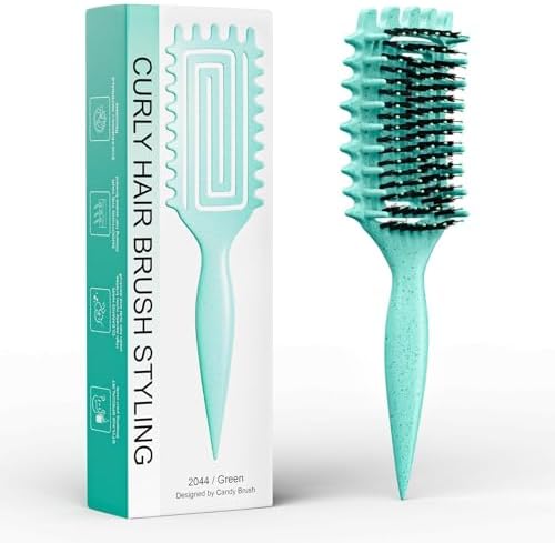 ABOYOY Curl Defining Brush with Side Gear for Curly Hair, Detangling & Styling Brush for Women Men, Lightweight Ergonomic Candy Brush Works on Wet or Dry Hair(green) by ABOYOY