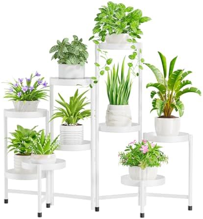 iDavosic.ly Plant Stand Indoor Outdoor, 9 Tier Metal Corner Shelf, White by iDavosicly