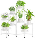 iDavosic.ly Plant Stand Indoor Outdoor, 9 Tier Metal Corner Shelf, White by iDavosicly