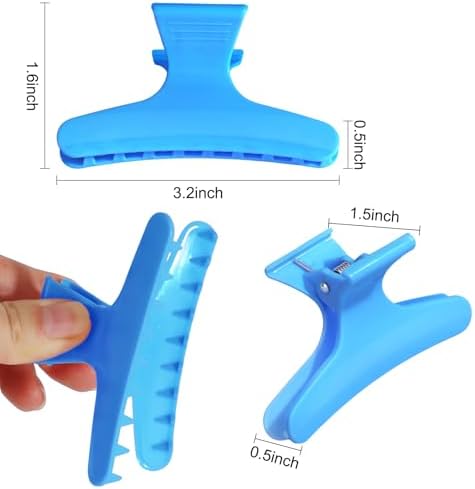 Ondder Blue Hot Pink Butterfly Hair Claw Clips for Styling, Sectioning, Makeup, Pro Hair Clamp Clips for Women, Girls - Image 2