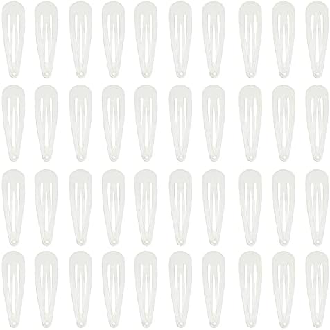 40 Counts White Color Metal Snap Hair Clips 2 Inch Barrettes for Women Accessories by PIDOUDOU