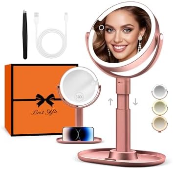 B Beauty Planet Makeup Mirror, Double-Sided Lighted Magnifying Mirror 30X by BBeautyPlanet