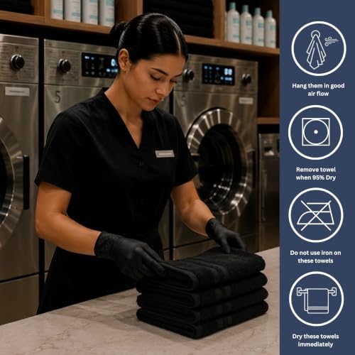 Bulk 72-Pack Professional-Grade Bleach Safe Salon Towels, 16" x 27", Black - Image 5