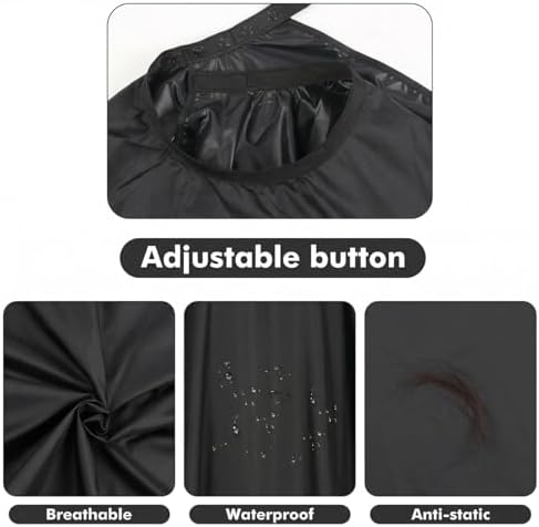 Waterproof Barber Cape 51"x59" Anti-Static Salon Cape with Adjustable Snap Closure for Hairdressing - Image 4
