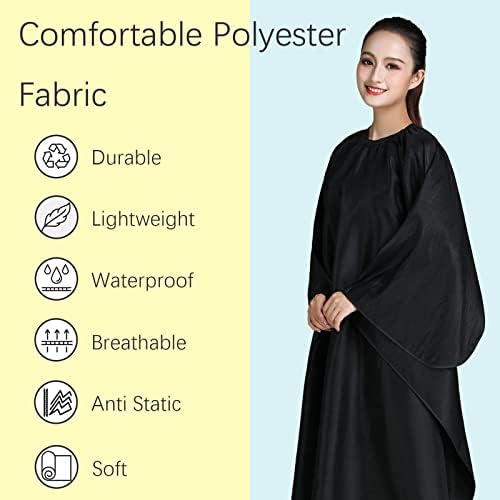 2 Pack Barber Hair Cutting Cape 55" x 63" Black - Image 3