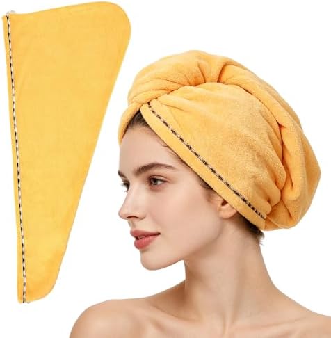 Microfiber Hair Towel Wrap 2 Pack Hair Drying Towel with Button for Women Hair Towel Turban Quick Dry Anti-frizz Absorbent Head Hot Pink by MakemadeDIY
