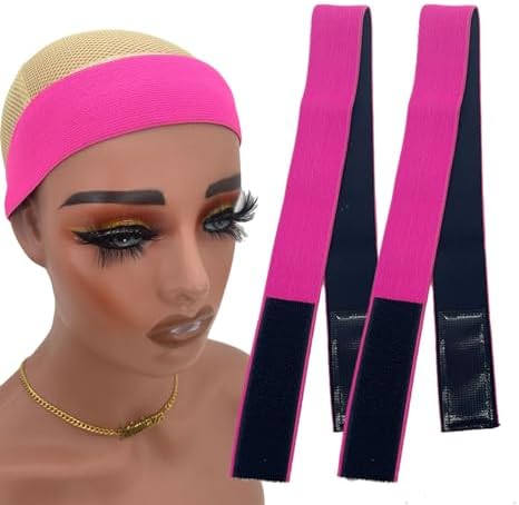 2 Pcs Elastic Bands for Wigs - Lace Melting Edge Wrap to Lay Edges, Melt Band for Lace Front Wigs (Black Pink, Pack of 2) - Image 6