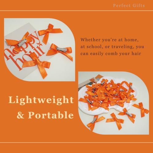30PCS Bows for Hair Orange Halloween Bow Hair Clips Satin Small Hair Bows Mini Y2K Hair Accessories for Women Girls - Image 3