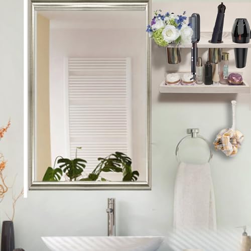 Wall-Mounted Hair Tool Organizer with Heat Resistance - Set of 2 Layer Rustic Blow Dryer Holder (White) - Image 3