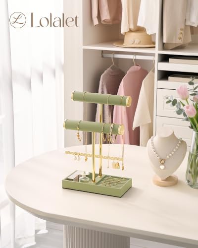 Lolalet 3 Tier Jewelry Stand Holder, Bracelet Necklace Display -Sagegreen - Image 2