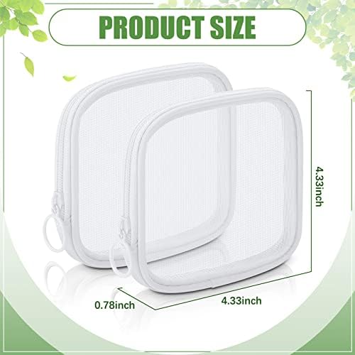 Weewooday 4Pcs Mesh Makeup Bag, White, Small, Classic - Image 2