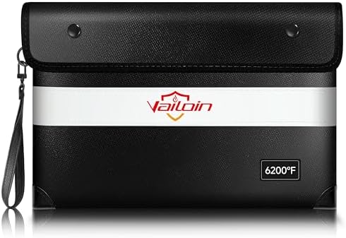 Vailoin 6200°F Fireproof Money Bag, 8 Layers of Heat Insulated Materials by Vailoin