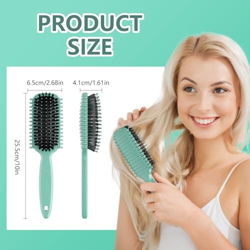 Curl Defining Brush, Curly Hair Brush, Slick Back Hair Brush, For Combing and Shaping Curls in All Hairstyles to Reduce Pulling (Green) - Image 2