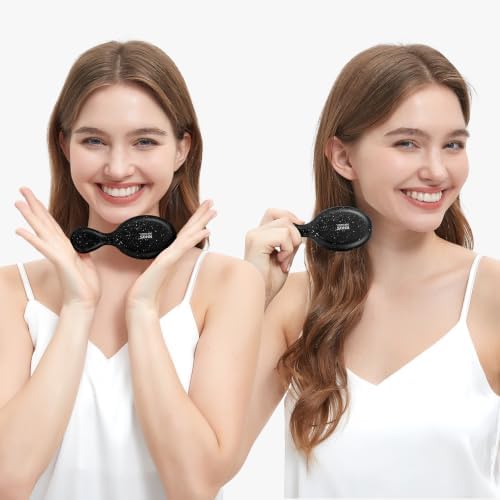 Mini Hair Brush for Women, Travel Size Hair Brush for Purse(Black with Dot) - Image 5