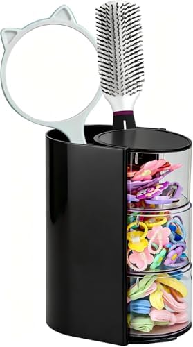 Luscinia Hair Accessories Organizer with Hair Brush Holder, Black, 3-Layer by Luscinia