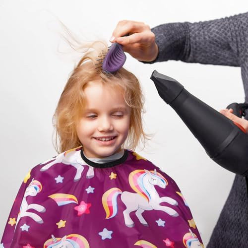 Kids Barber Cape with Neck Duster Brush, Professional Salon Hair Cutting Cape with Adjustable Snap Closure(unicorn) - Image 5