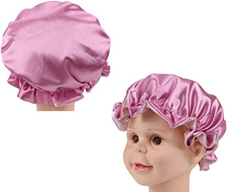 Kids Satin Bonnet Sleeping Cap Adjustable Silky Bonnet Double Layered Reversible Hair Bonnet Silky Night Hat for Toddler Child Baby - Image 6