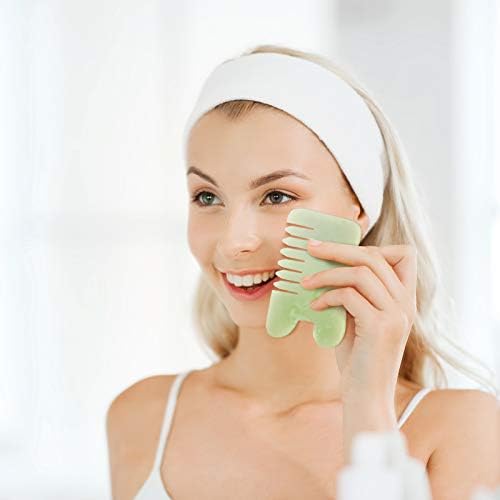 Geiserailie 2 Pcs Jade Combs Gua Sha Stone Scalp Massage Tool - Image 6