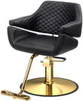 OmySalon Barber Chairs for Barbershop Black and Gold Styling Chair, Salon Chair for Hair Stylist Heavy Duty Hydraulic Pump, 360°Swivel with Footrest, Hairdressing Home Beauty Spa Braiding Equipment by OmySalon