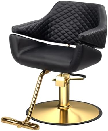 OmySalon Barber Chairs for Barbershop Black and Gold Styling Chair, Salon Chair for Hair Stylist Heavy Duty Hydraulic Pump, 360°Swivel with Footrest, Hairdressing Home Beauty Spa Braiding Equipment by OmySalon