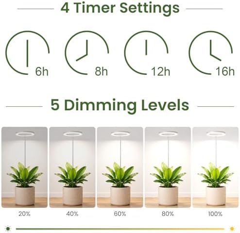 Grow Lights for Indoor Plants, 6.3" Full Spectrum Plant Light with Base - Image 5