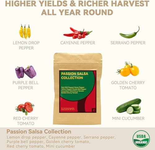 inbloom Passion Salsa Seed Pod Kit for AeroGarden, 12 Pods Hydroponic Supply with Vegetable Seeds of Red Chili,Green, Yellow, and Purple Bell Pepper, Red/Golden Cherry Tomato, Cucumber - Image 2