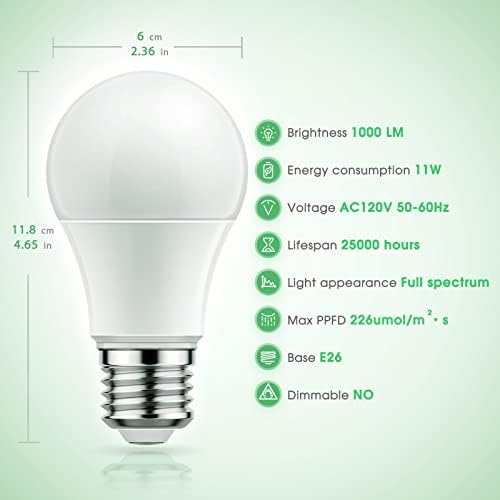 Grow Light Bulbs, LED Grow Light Bulb A19 Bulb, Full Spectrum - Image 5