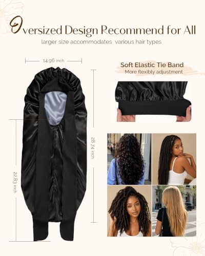 YANIBEST Double Layer Extra Long Bonnet, Adjustable Satin Sleep Bonnet - Image 4