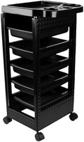 Salon Trolley Cart with Wheels & 5 Drawers, Salon Rolling Stations for Hair Stylist,Hairstylist for Beauty Tattoo Hairdressing Beauty Equipment, Black (T22-5DRAWER) by Roixeeds