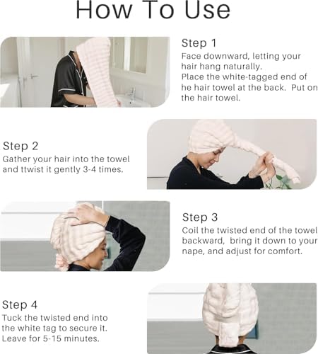 2-Pack Microfiber Hair dring Towel | 50% Faster Drying, Ultra Absorbent & Frizz Control | for Long/Curly Hair | 40 * 11" Large Size | Travel Gym Home Use(Bule,White) - Image 3