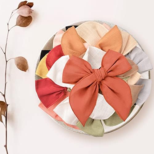 Niceye Big Hair Bows for Girls, Cotton Linen Alligator Clips, 5.5" Bows - Image 7
