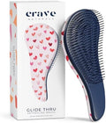 Crave Naturals Glide Thru Hair Brush - Detangler Brush for Curly, Straight, Wet or Dry Hair - Gentle Detangling Brusheses for Adults, Kids, Toddlers - Hair Accessories for Women, 7.5"x3" - Pink Hearts by CraveNaturalsDetanglingBrush