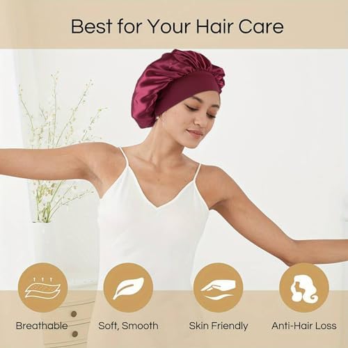 12 Pieces Silk Bonnet for Women Curly Hair Satin Bonnet Hair Wrap for Sleeping Cap with Tie Band (Multicoloured4) - Image 5