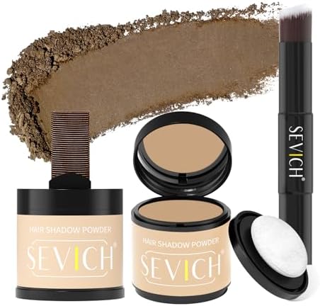 Sevich Hairline Powder 10g 2-Pack with Brush, Instantly Conceals Hair Loss & Thinning, 48H Waterproof Root Touch Up Powder, Natural Hair Shadow Toppers for Women & Men, 2 Box = 5 Boxes,Light Brown by SEVICH