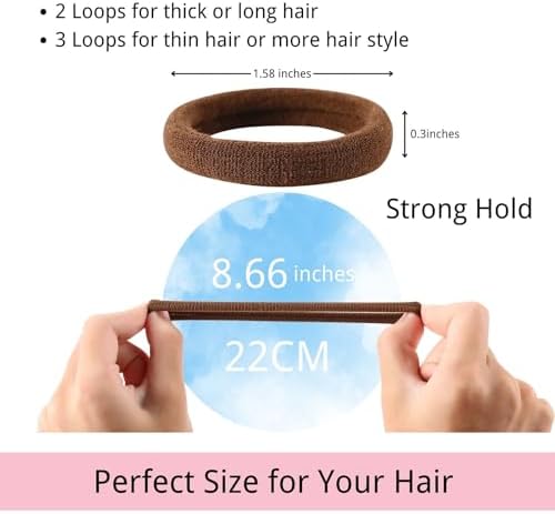 LuSeren 120 Pcs No Damage Thick Hair Ties, Large Soft Seamless Nylon Hair Elastics for Women, Ponytail Holders - Blonde & Brown - Image 2
