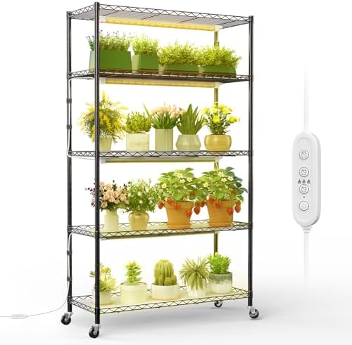 FREELICHT Plant Stand with Grow Light 5-Tier, 4×30W 5000K, 35.4x13.8x61.5IN by FREELICHT