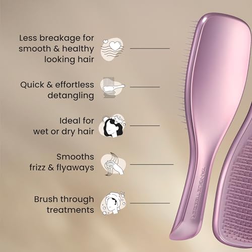 Tangle Teezer Chrome Ultimate Detangler Brush for Wet & Dry Hair, Eliminates Knots & Reduces Breakage for Straight to Curly Hair Types, Mauve (Pack of 3) - Image 6