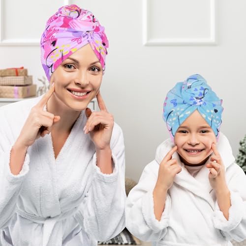 Basumee Microfiber Hair Towel Wrap for Kids Girls, Ultra Absorbent, 2 Pack - Image 3