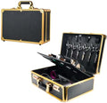 Barber Accessories Case,Barber Briefcase Tool Case,Barber Carrying Cases for Clippers and Supplies,Double Layer Large Barbers Box Travel Organizer, Barber Suitcase Gold by GGAIFbp