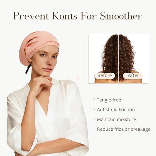 2 Pcs Adjustable Silk Hair Bonnet for Sleeping, Satin Lined Sleep Cap for Women and Men, Silk Hair Wrap Slouch Beanie. - Image 3