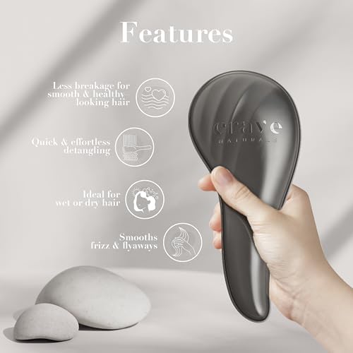 Crave Naturals Detangling Hair Brush Large Black – Glide Thru Hair Detangler Brush for Women, Kids & Toddlers – Gentle Scalp Care, No-Pain Tangle-Free Hairbrush for All Hair Types - Image 6