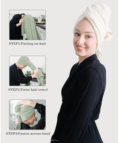 ROLSHOL 2-Pack Large Microfiber Hair Towel Wraps for Women, 27 × 39 in - Image 4
