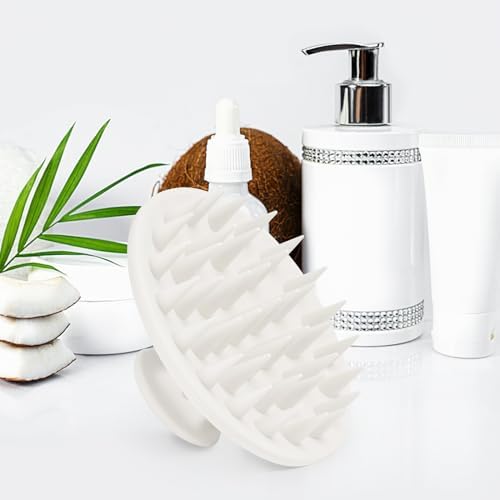 Meartchy Silicone Scalp Massager Shampoo Brush, Scalp Brush for Hair Growth & Dandruff Removal, Hair Scrubber Scalp Stimulator Exfoliator Brush with Soft Bristles for Wet Dry Scalp Care (White) - Image 4