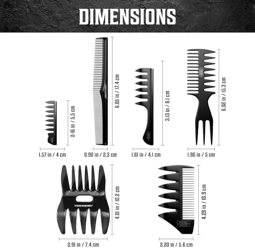 Viking Revolution Professional Hair Styling Combs for Men - 6 Piece Set - Image 6