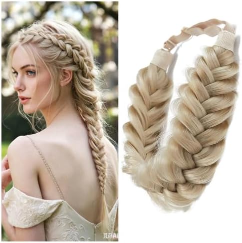 Synthetic Hair Braided Headband Classic Wide Strands Wedding Disorderly Fluffy Braids Wig Band Women Beauty Accessory - Image 2