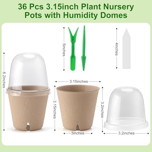 36 Set 3.15 Inch Peat Pots Plant Starters for Seedling with Humidity Dome - Image 2